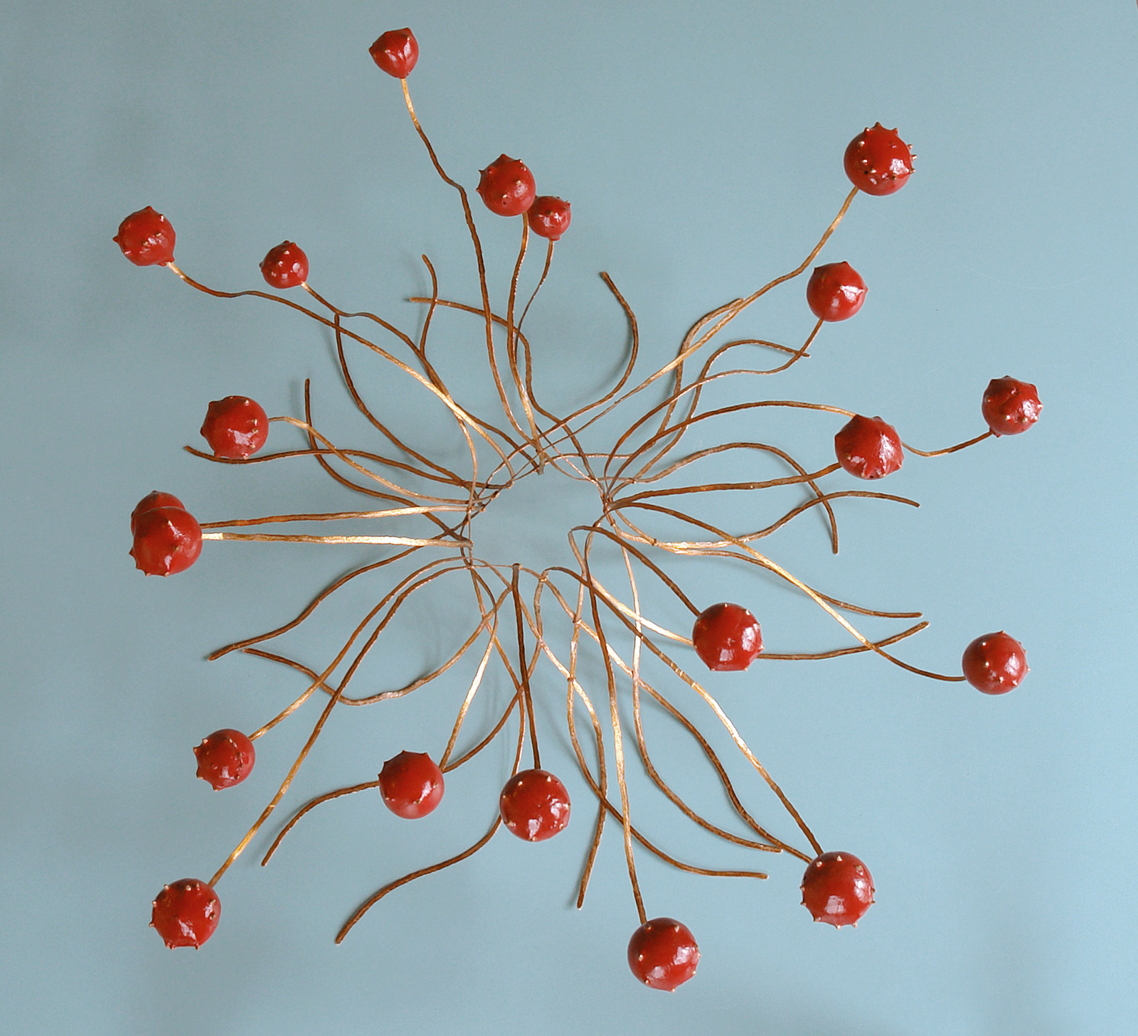 2018 sold<br>50 x 50 x 25 cm<br>galls, copper wire